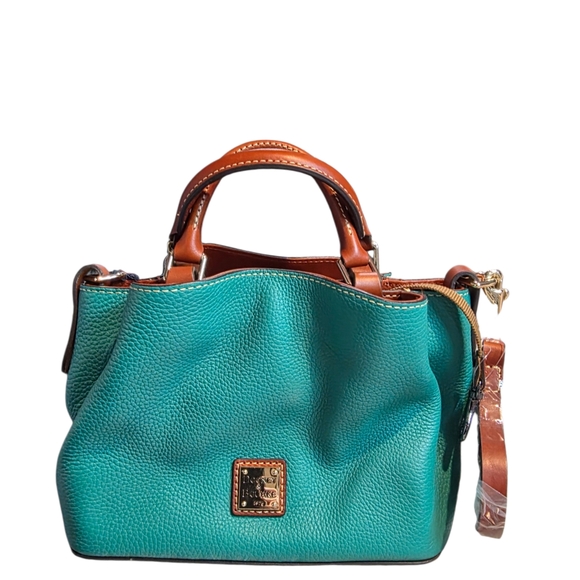 Dooney & Bourke Handbags - Dooney & Bourke Teal and Brown Leather Satchel